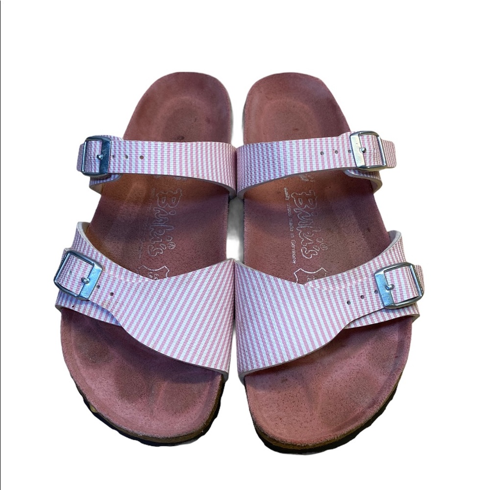 Birkenstock Birki’s Arizona Pink and White Striped Sandals ( size 35/36)